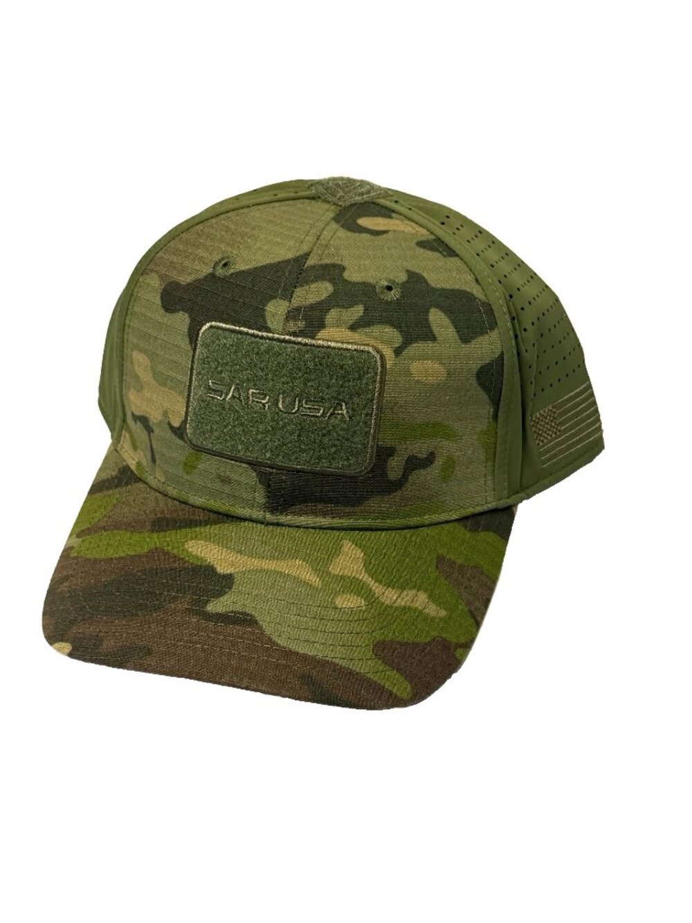 SAR USA Green Camo American Flag Adjustable Back Mesh Cap Hat Shot Show 2026